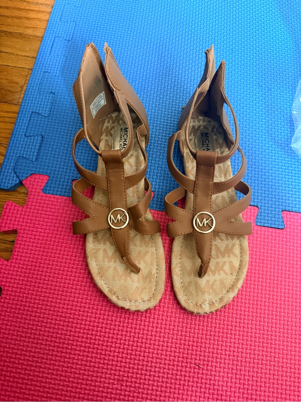 Michael Kors Brown Strappy MK Logo Sandals